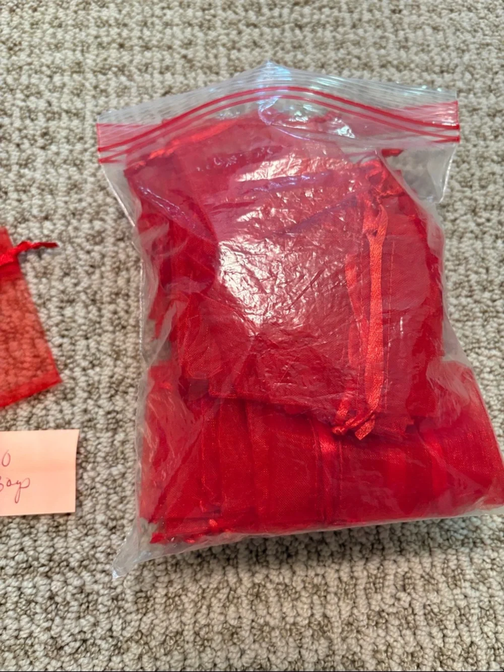 Red Organza Drawstring Gift Bags (90 pieces)
